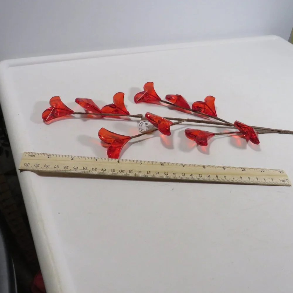 Giant WARM RED Flower Bead Floral Pic (10 hearts per pick) Multi-dimensional